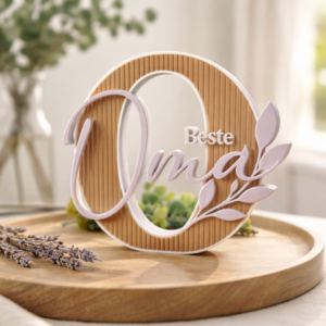 Schriftaufsteller „Beste Oma" mit Blumen-Design