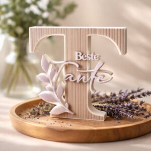 Schriftaufsteller „Beste Tante" mit Blumen-Design